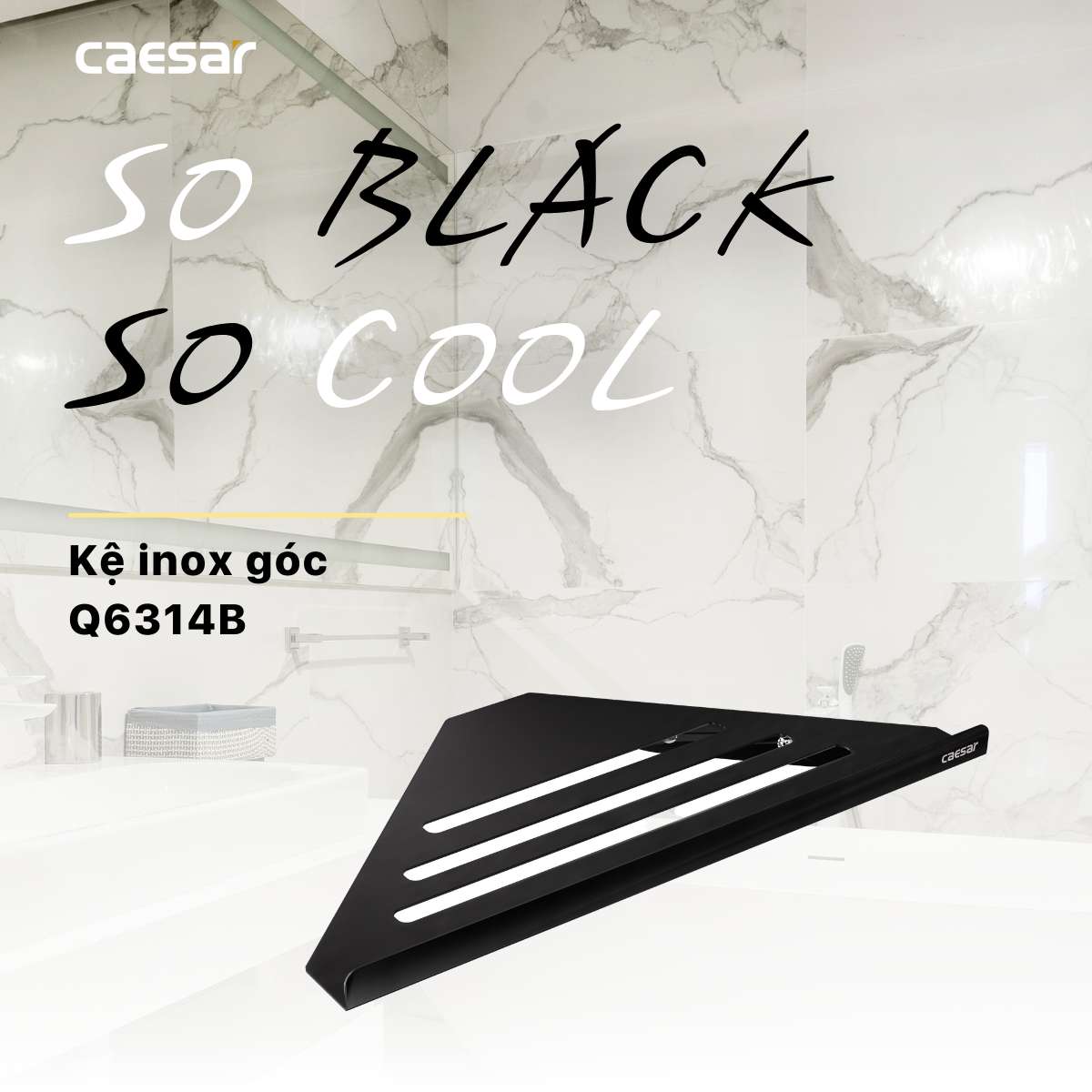 Kệ góc inox màu đen Caesar Q6314B