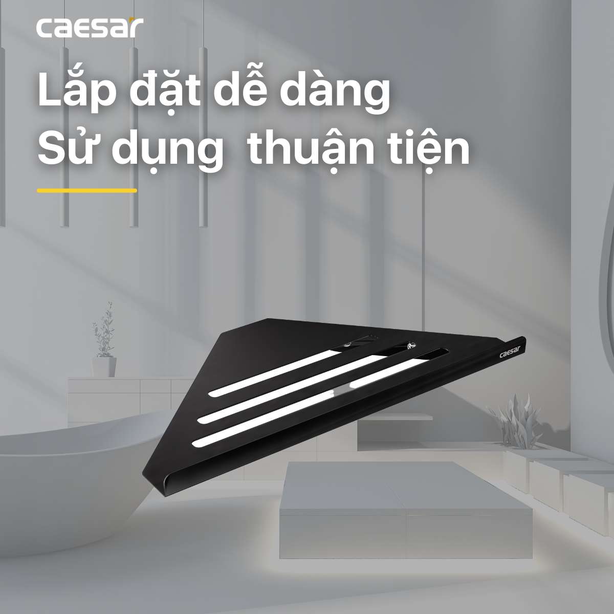 Kệ góc inox màu đen Caesar Q6314B