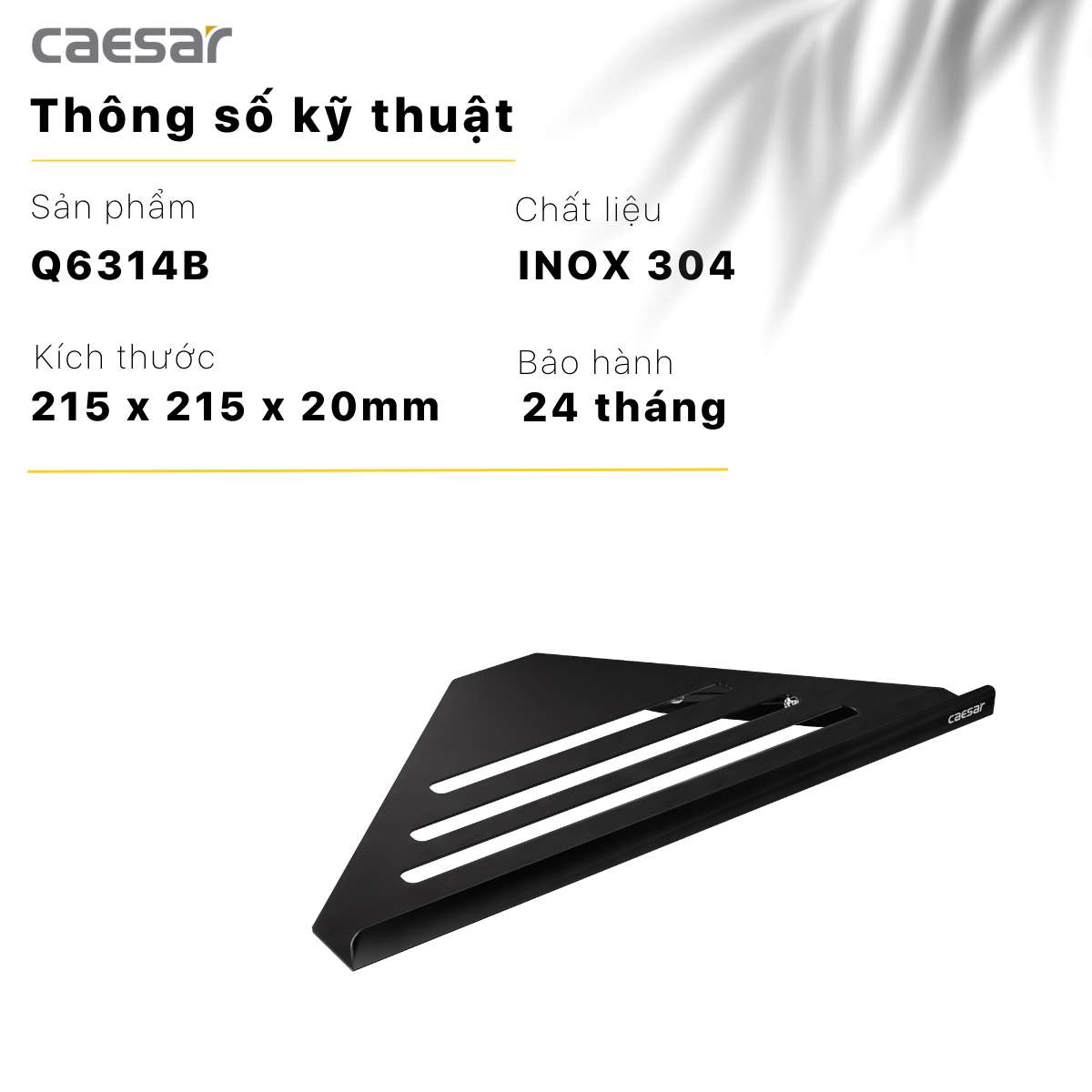 Kệ góc inox màu đen Caesar Q6314B