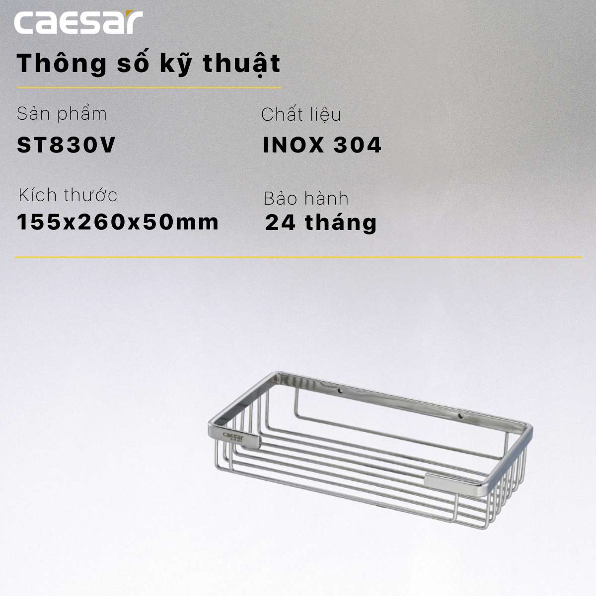 Kệ inox chữ nhật Caesar ST830V