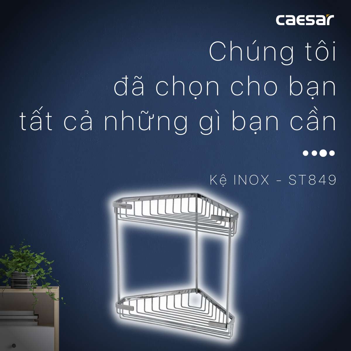 Kệ góc inox 2 tầng Caesar ST849