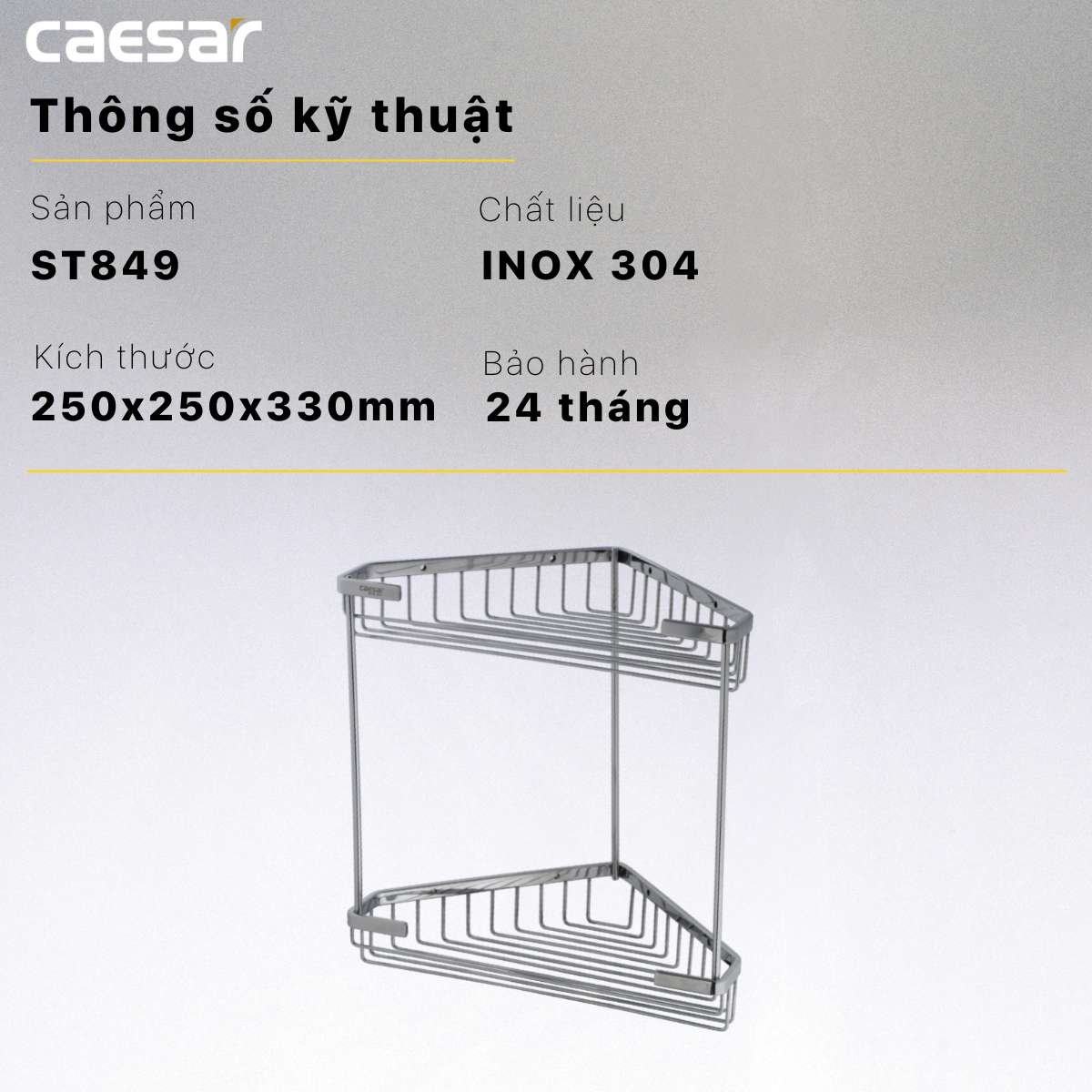 Kệ góc inox 2 tầng Caesar ST849