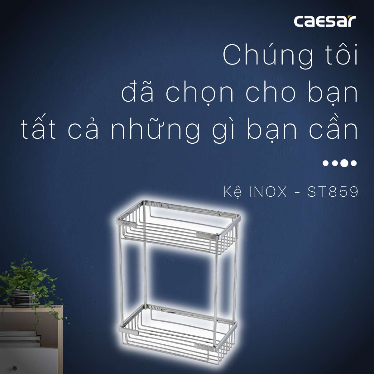 Kệ inox chữ nhật 2 tầng Caesar ST859