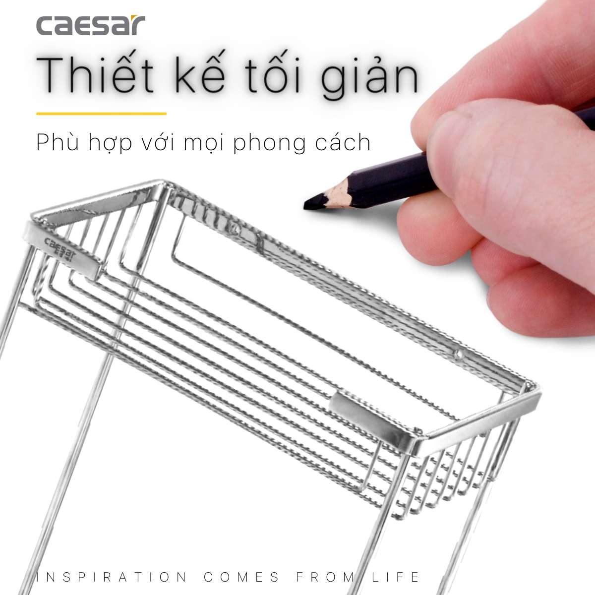 Kệ inox chữ nhật 2 tầng Caesar ST859