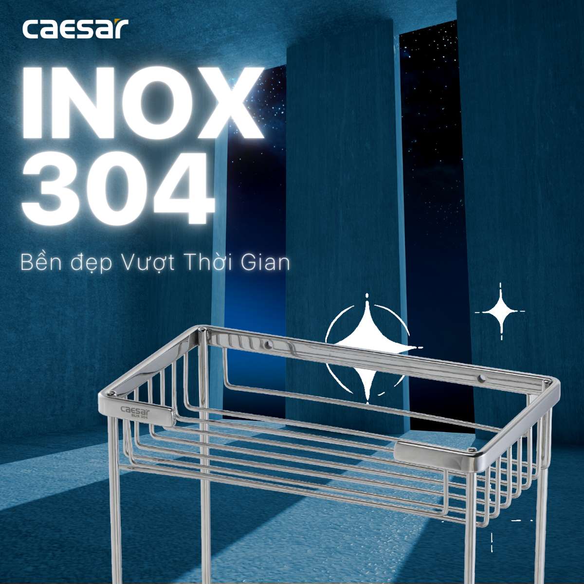 Kệ inox chữ nhật 2 tầng Caesar ST859