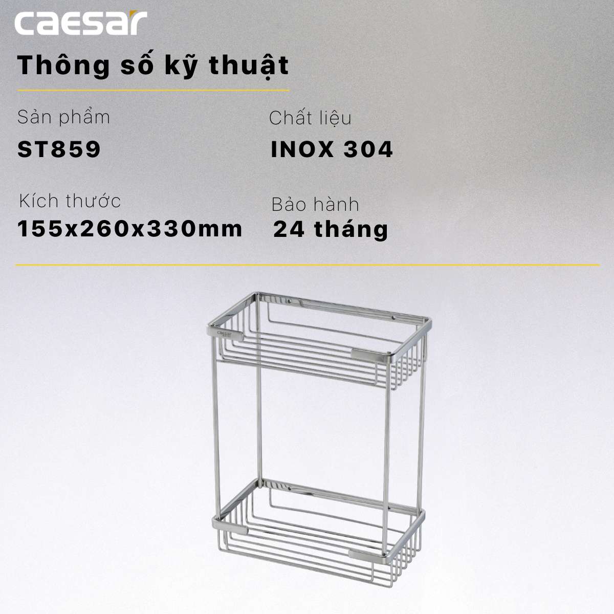 Kệ inox chữ nhật 2 tầng Caesar ST859