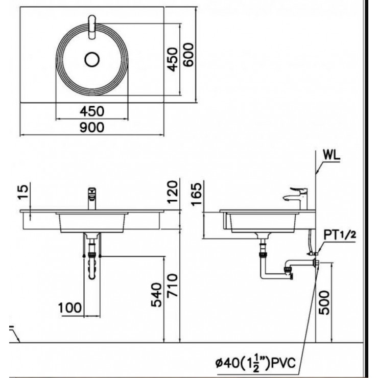 Chậu rửa mặt lavabo âm bàn Caesar LF5118