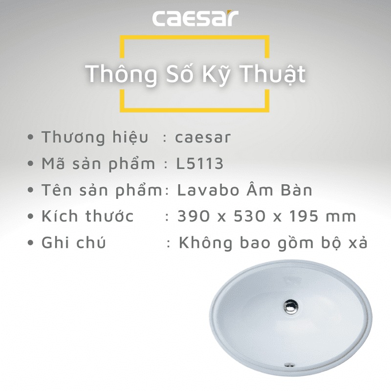 Chậu rửa mặt lavabo âm bàn Caesar L5113
