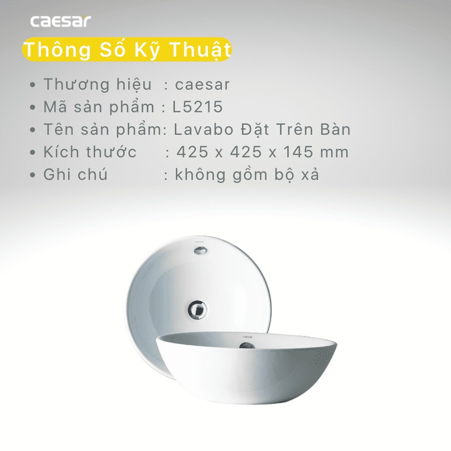 Chậu lavabo đặt bàn Caesar L5215