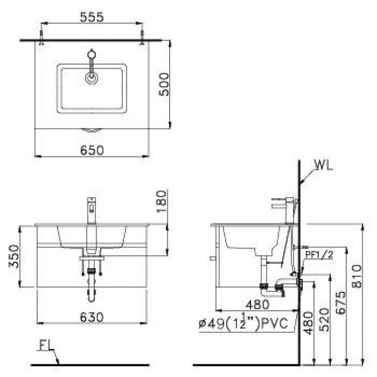 Chậu lavabo dương vành Caesar LF5030