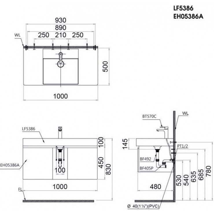 Chậu lavabo đặt bàn Caesar LF5386
