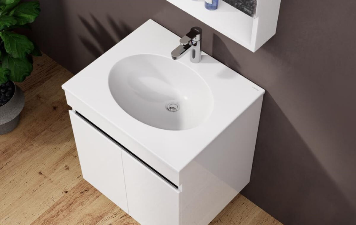 Chậu lavabo dương vành kiểu đặt song song với mặt bàn