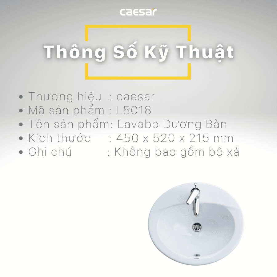 Chậu lavabo dương vành Caesar L5018