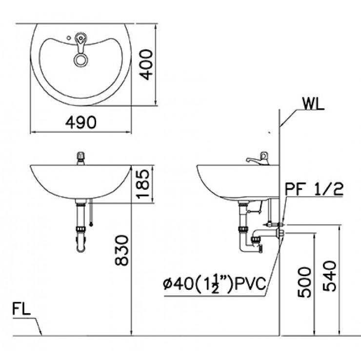 Chậu rửa lavabo treo tường Caesar L2150