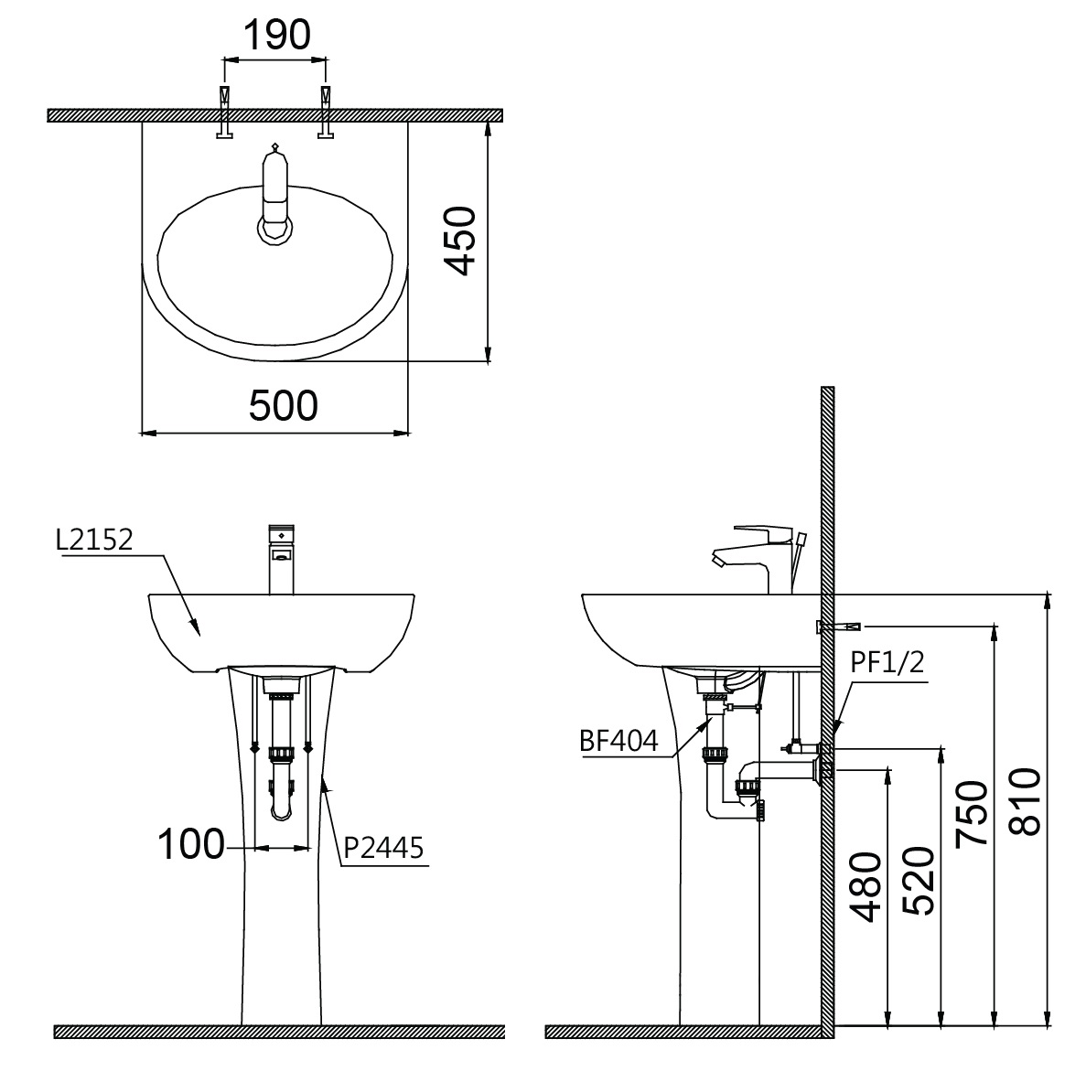 Chậu rửa lavabo treo tường Caesar L2152