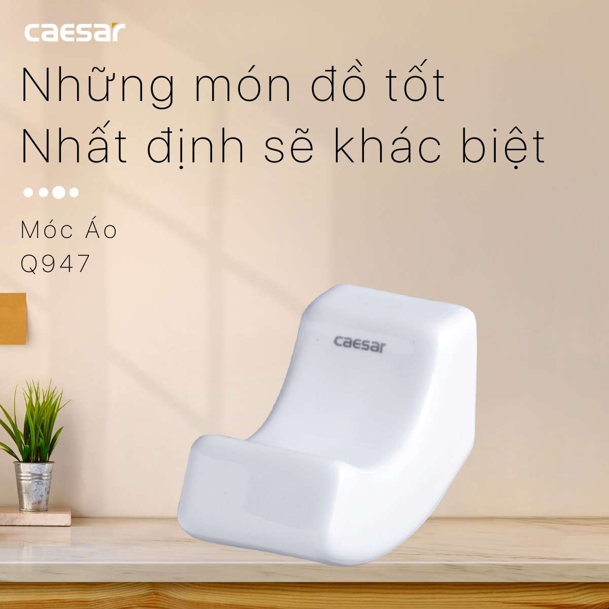 Móc áo đơn bằng sứ Caesar Q947