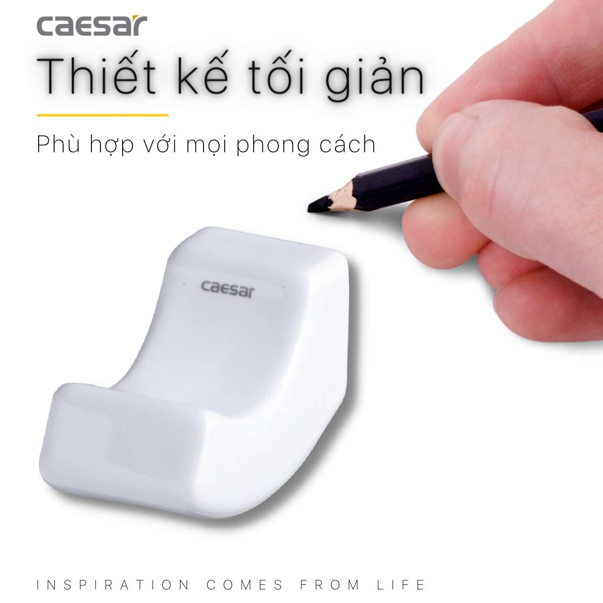 Móc áo đơn bằng sứ Caesar Q947