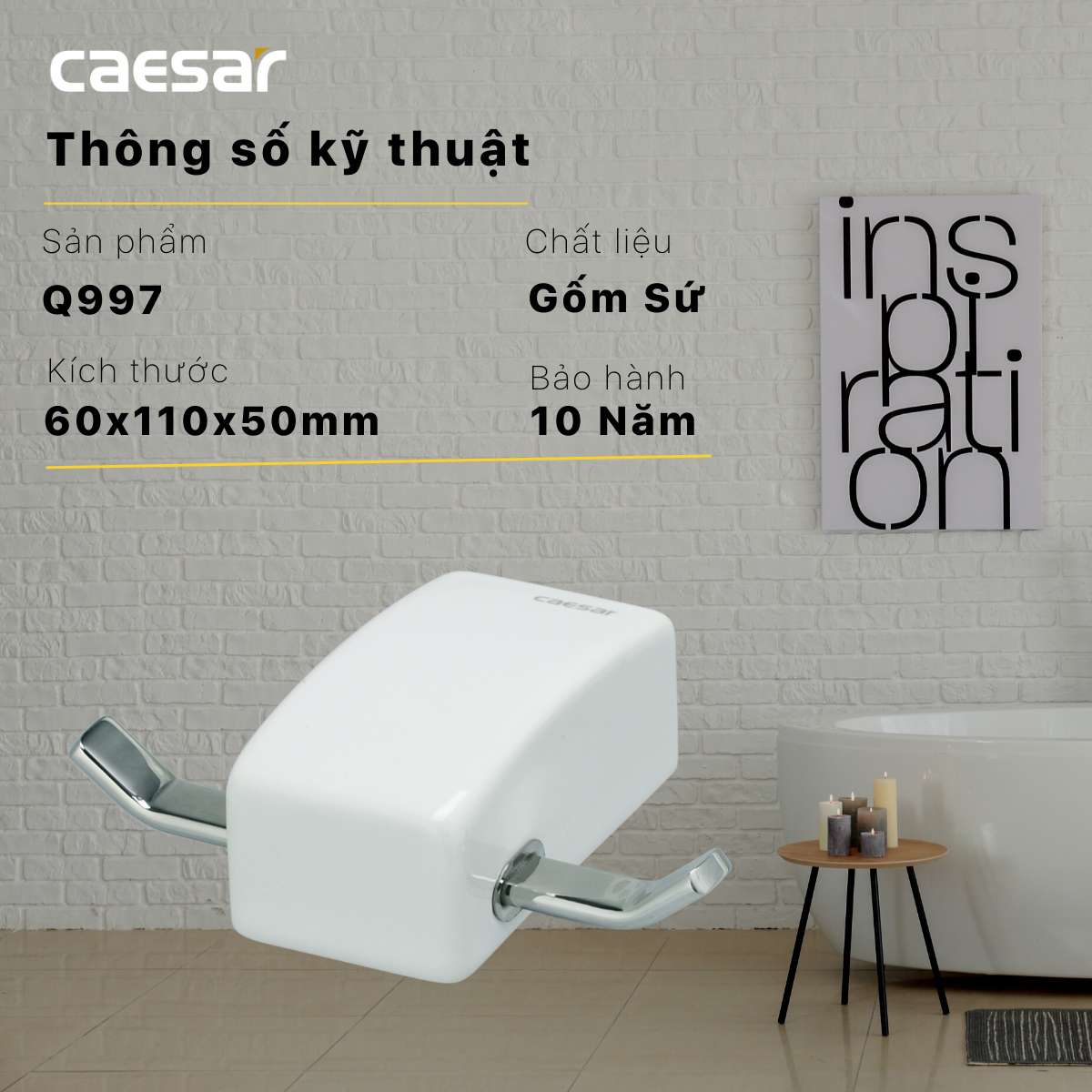 Móc áo đôi Caesar Q997