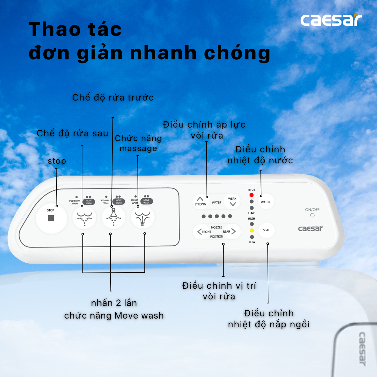 Bồn cầu 1 khối nắp điện tử Caesar C1363F + TAF400H (CD1363+TAF400H)