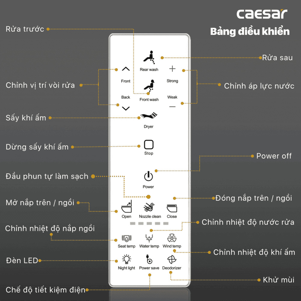 Bồn cầu 1 khối nắp điện tử Caesar C1364F+TAF512H
