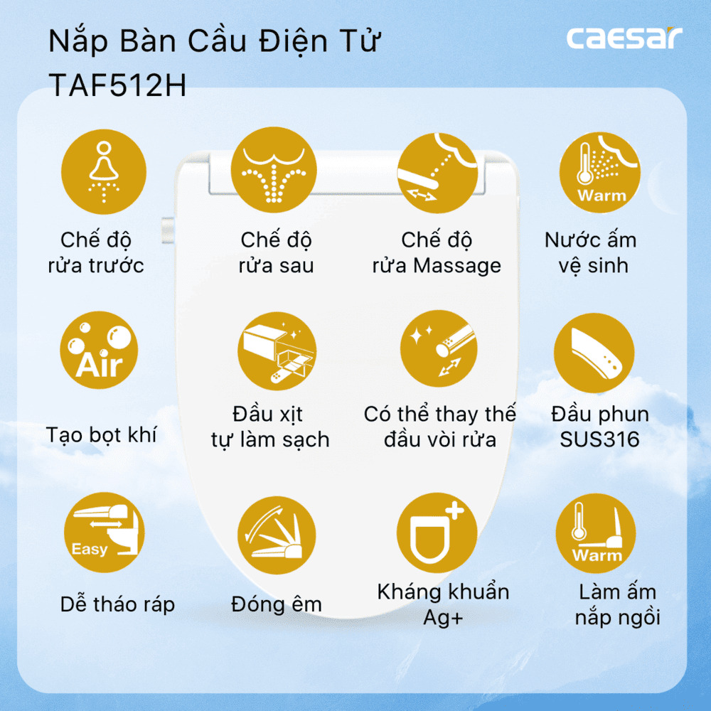 Nắp rửa điện tử Caesar TAF512H (TAF512H-PW)