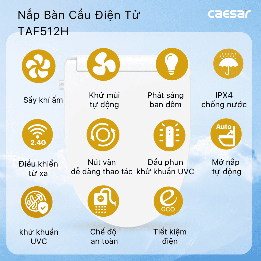 Nắp rửa điện tử Caesar TAF512H (TAF512H-PW)