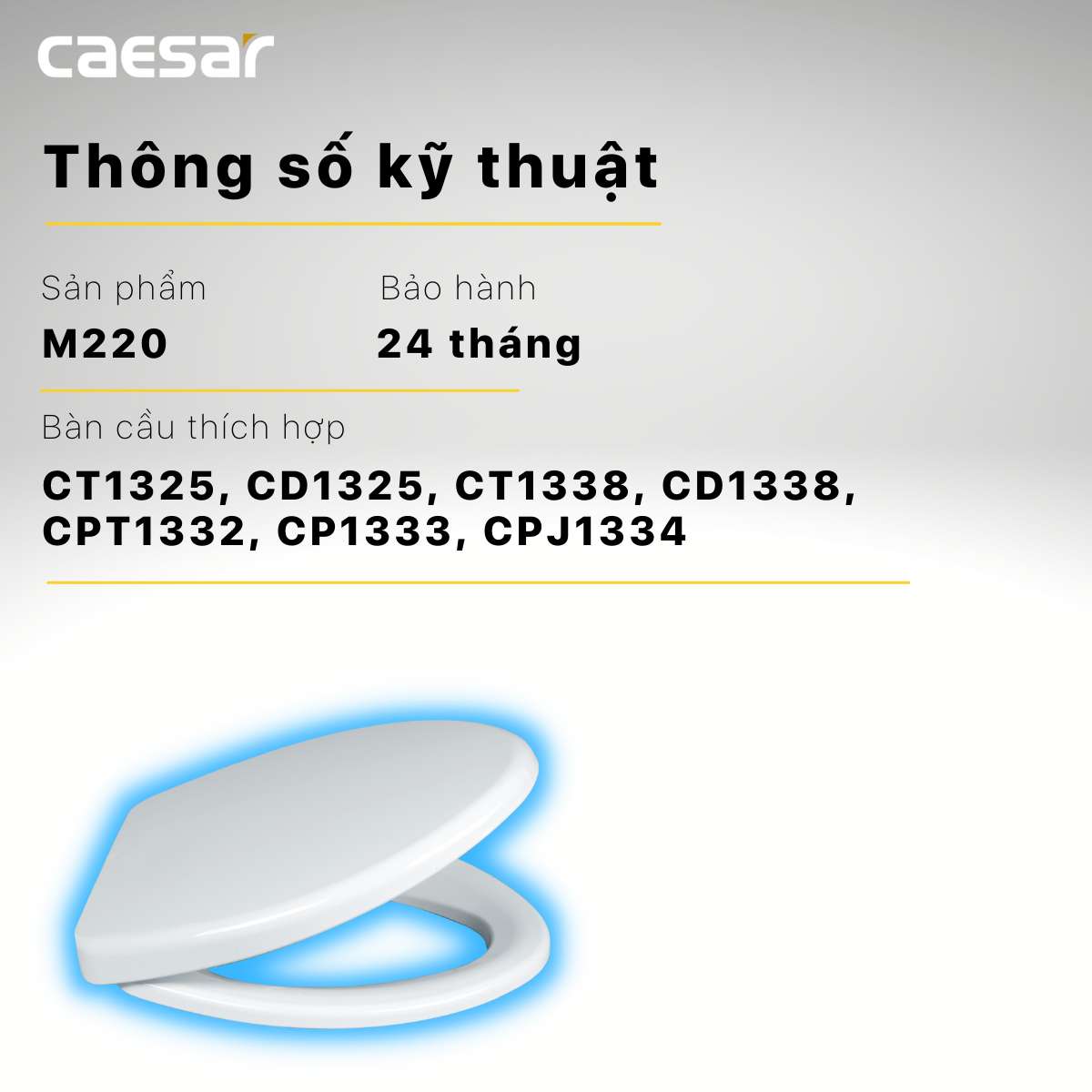 Nắp bồn cầu thường Caesar M220
