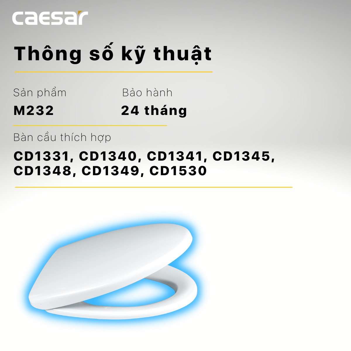 Nắp bồn cầu đóng êm Caesar M232