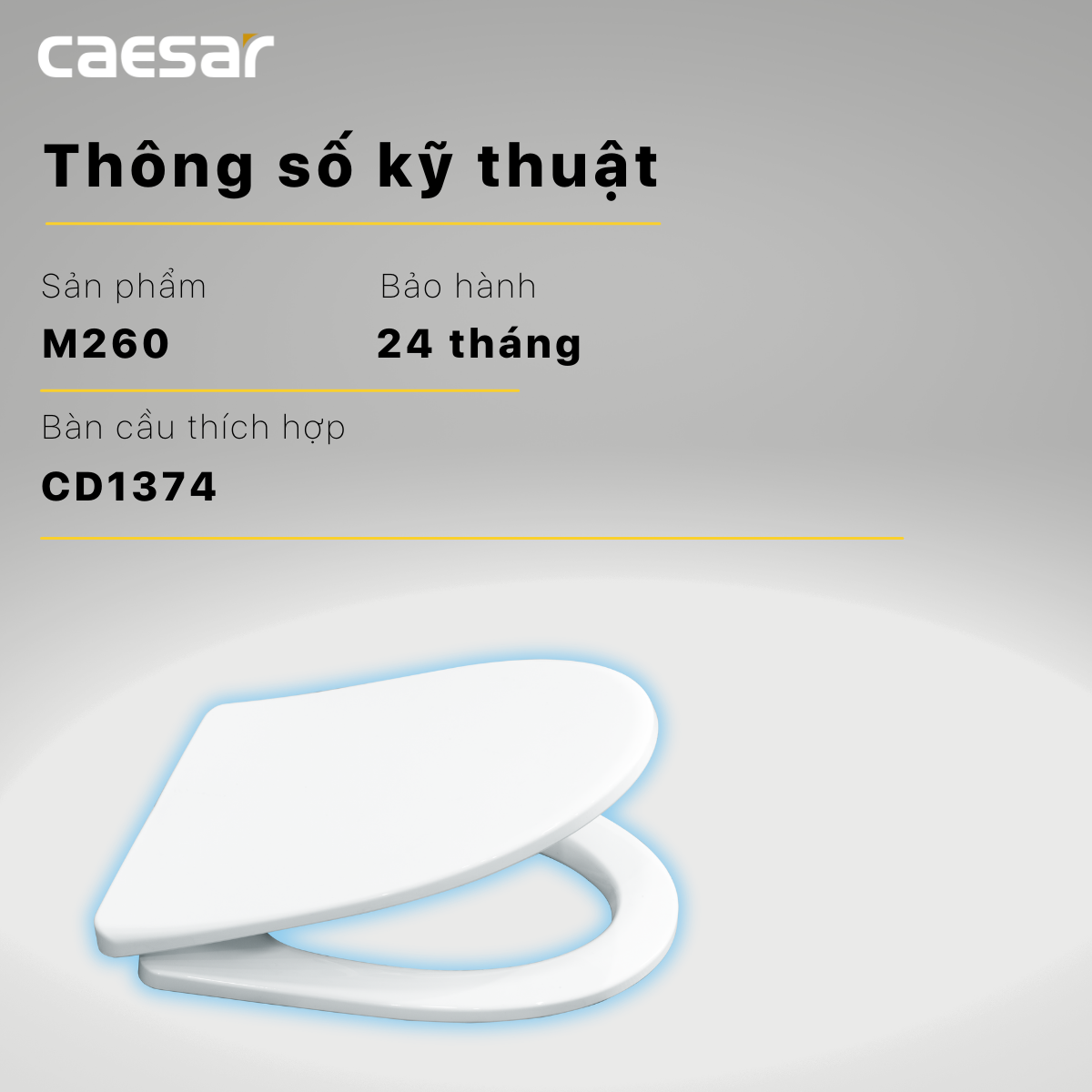 Nắp bồn cầu đóng êm Caesar M260