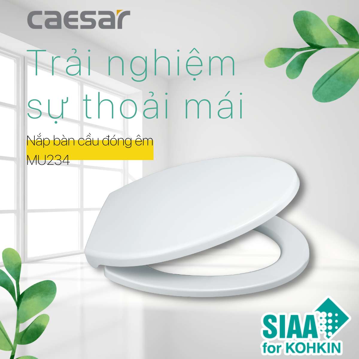 Nắp bồn cầu đóng êm Caesar MU234