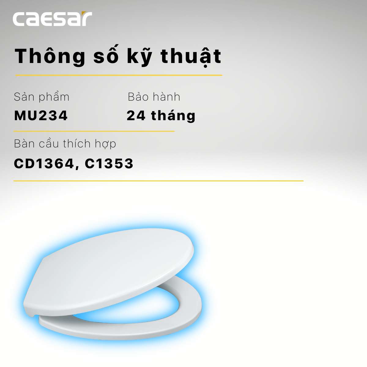 Nắp bồn cầu đóng êm Caesar MU234