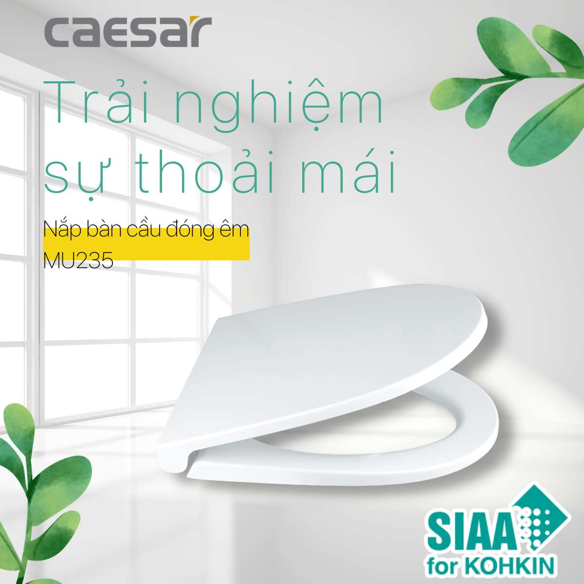 Nắp bồn cầu đóng êm Caesar MU235