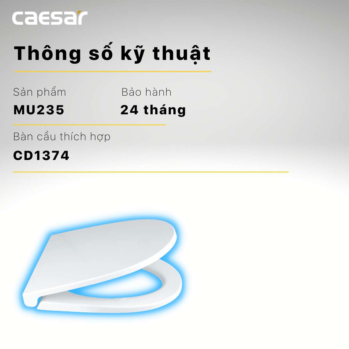 Nắp bồn cầu đóng êm Caesar MU235