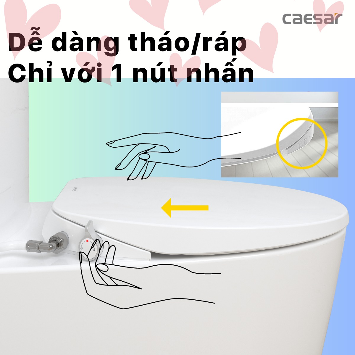 Nắp bồn cầu rửa cơ Caesar TAF060