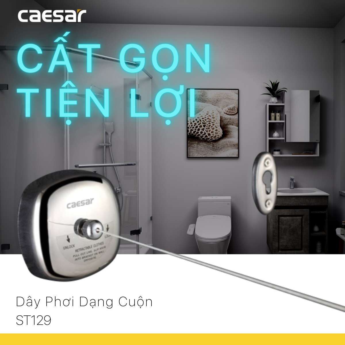 Dây phơi dạng cuộn 2.5m Caesar ST129