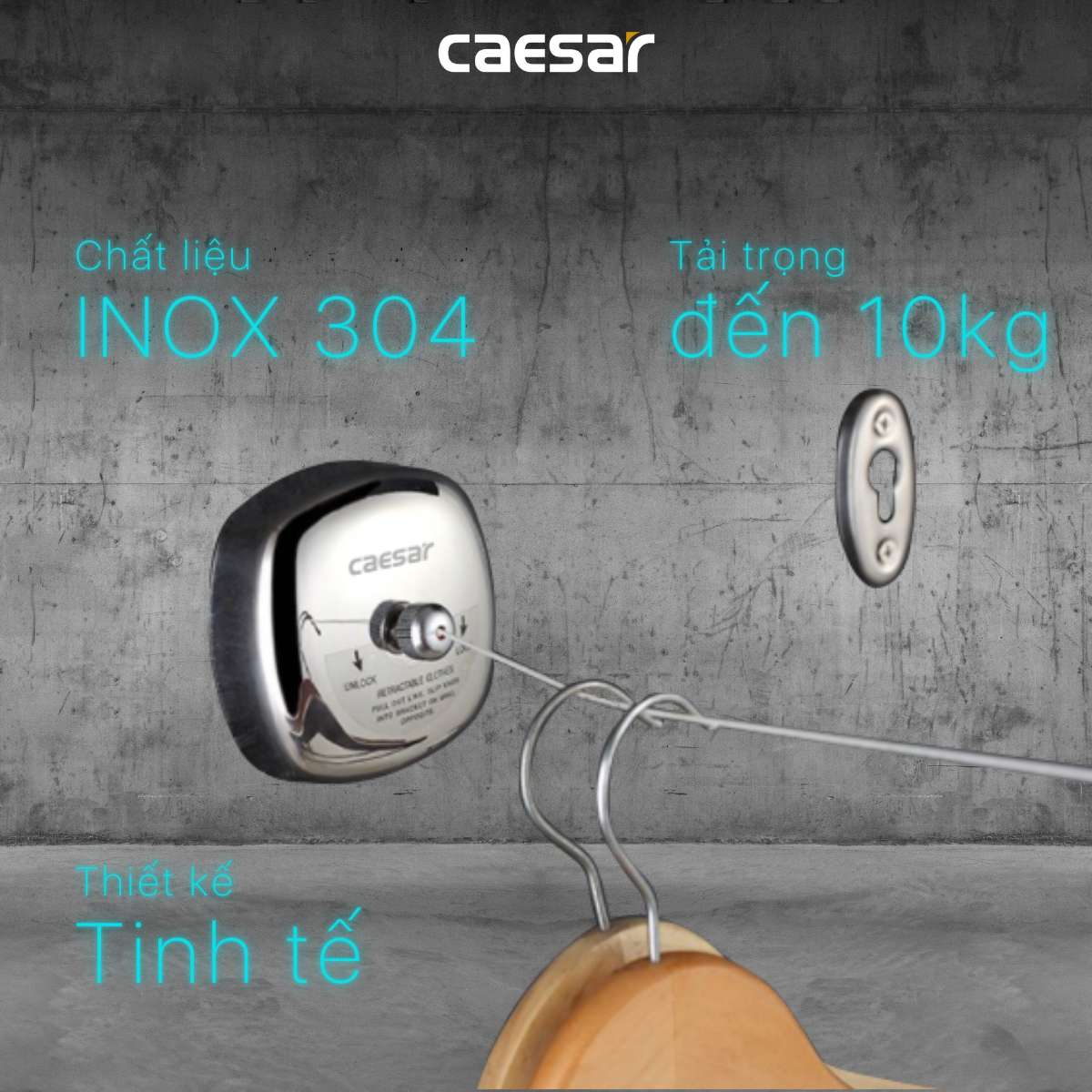 Dây phơi dạng cuộn 2.5m Caesar ST129