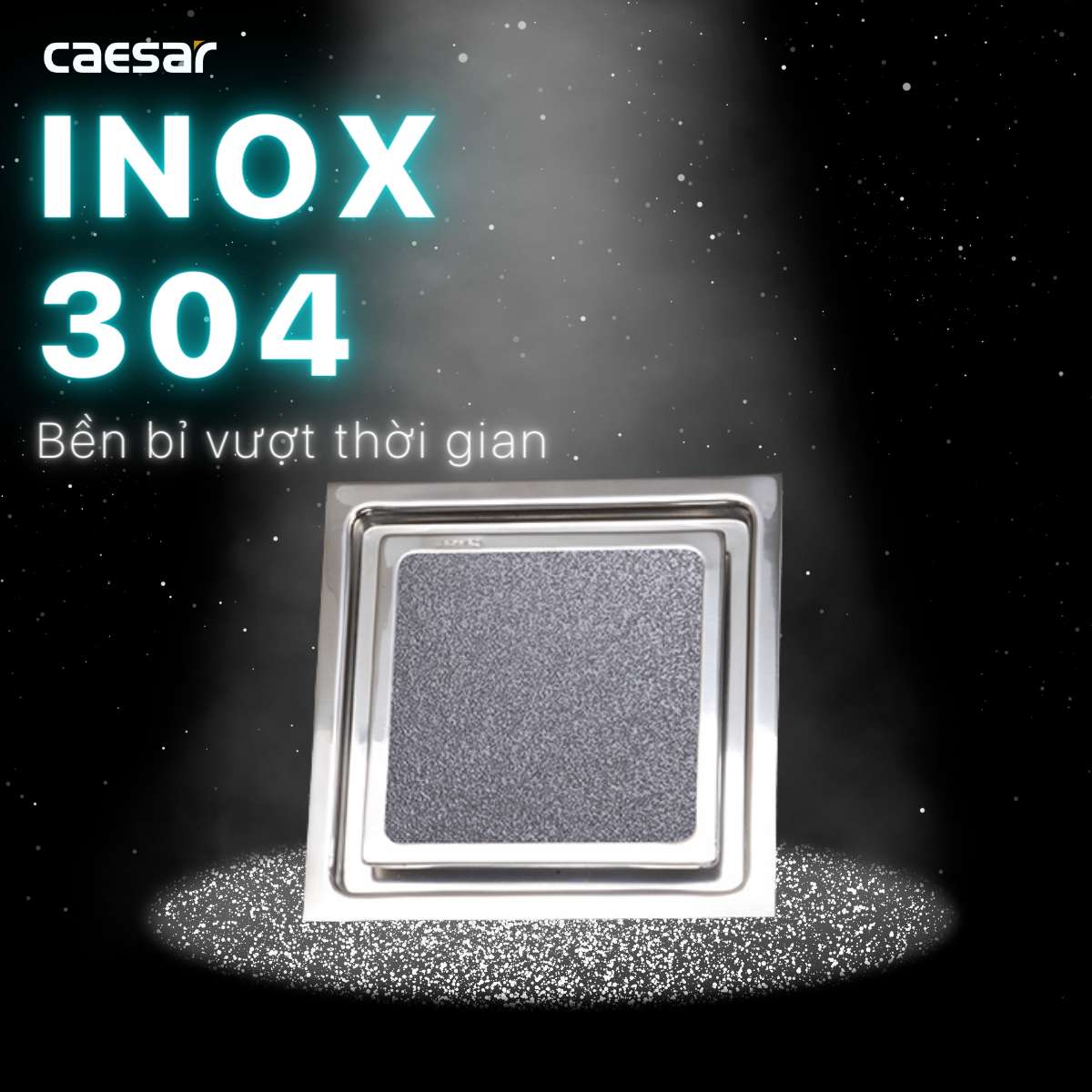 Phễu thoát sàn inox 304 20x20cm φ60 Caesar F2060