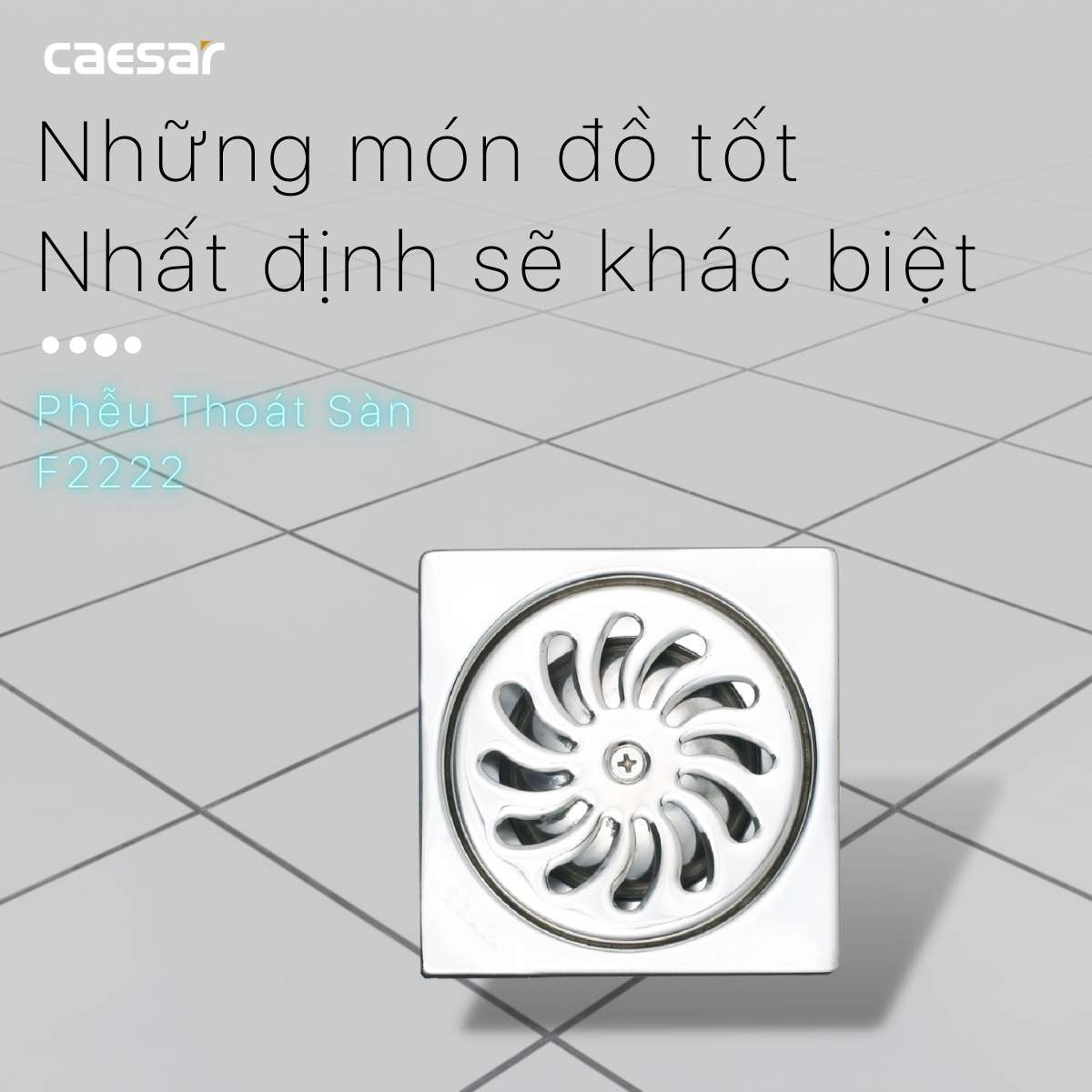 Phễu thoát sàn inox 304 9x9cm φ60 Caesar F2222