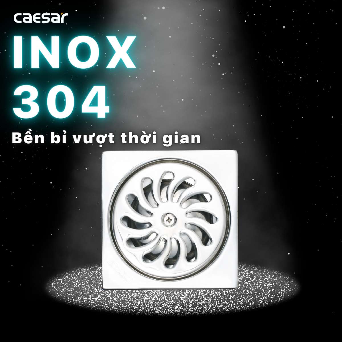 Phễu thoát sàn inox 304 9x9cm φ60 Caesar F2222