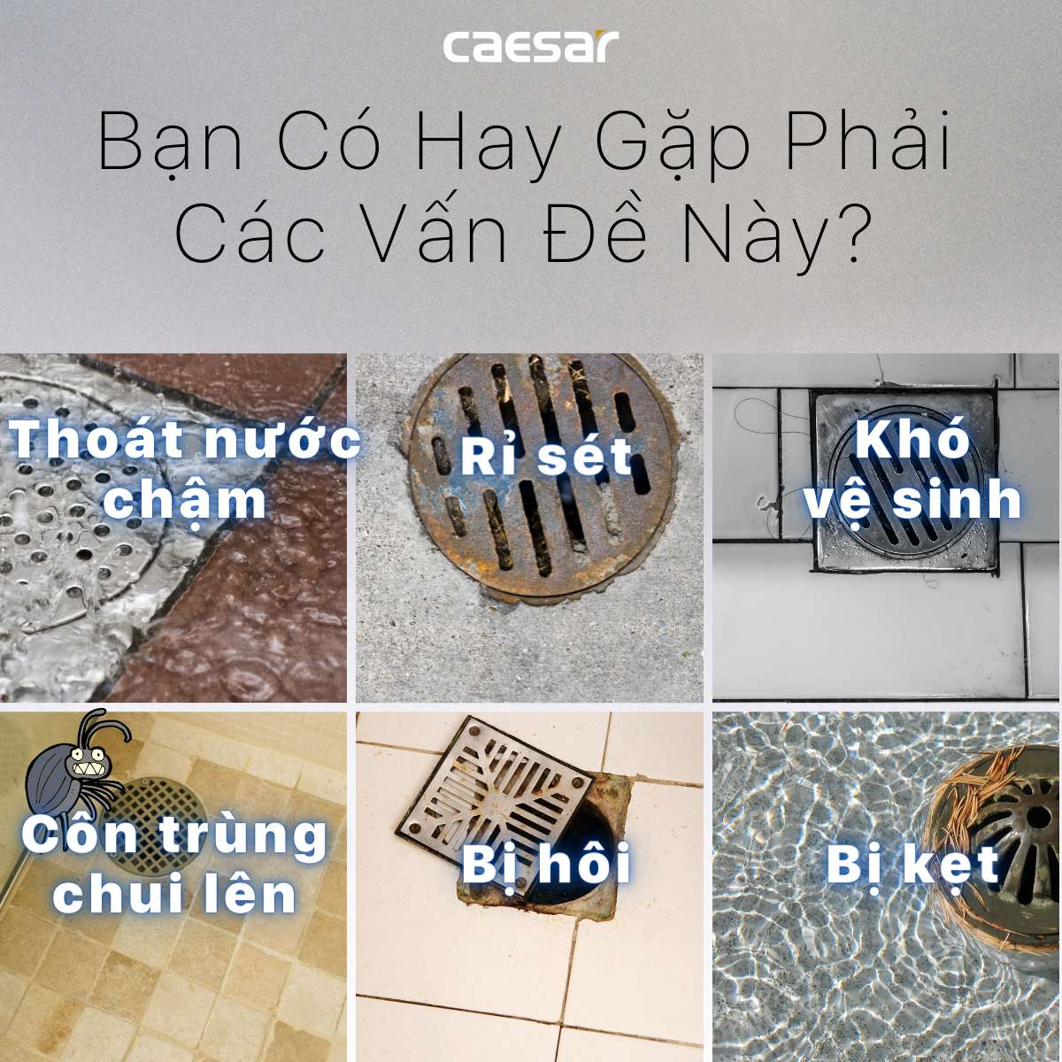 Phễu thoát sàn dài 10x30cm ø60 Caesar ST1030B