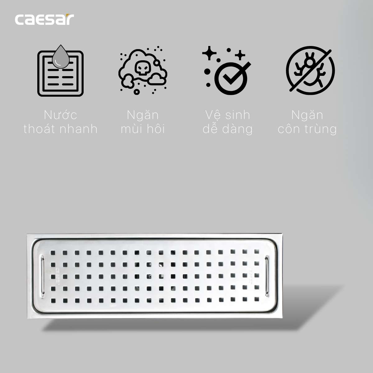 Phễu thoát sàn dài 10x30cm ø60 Caesar ST1030B