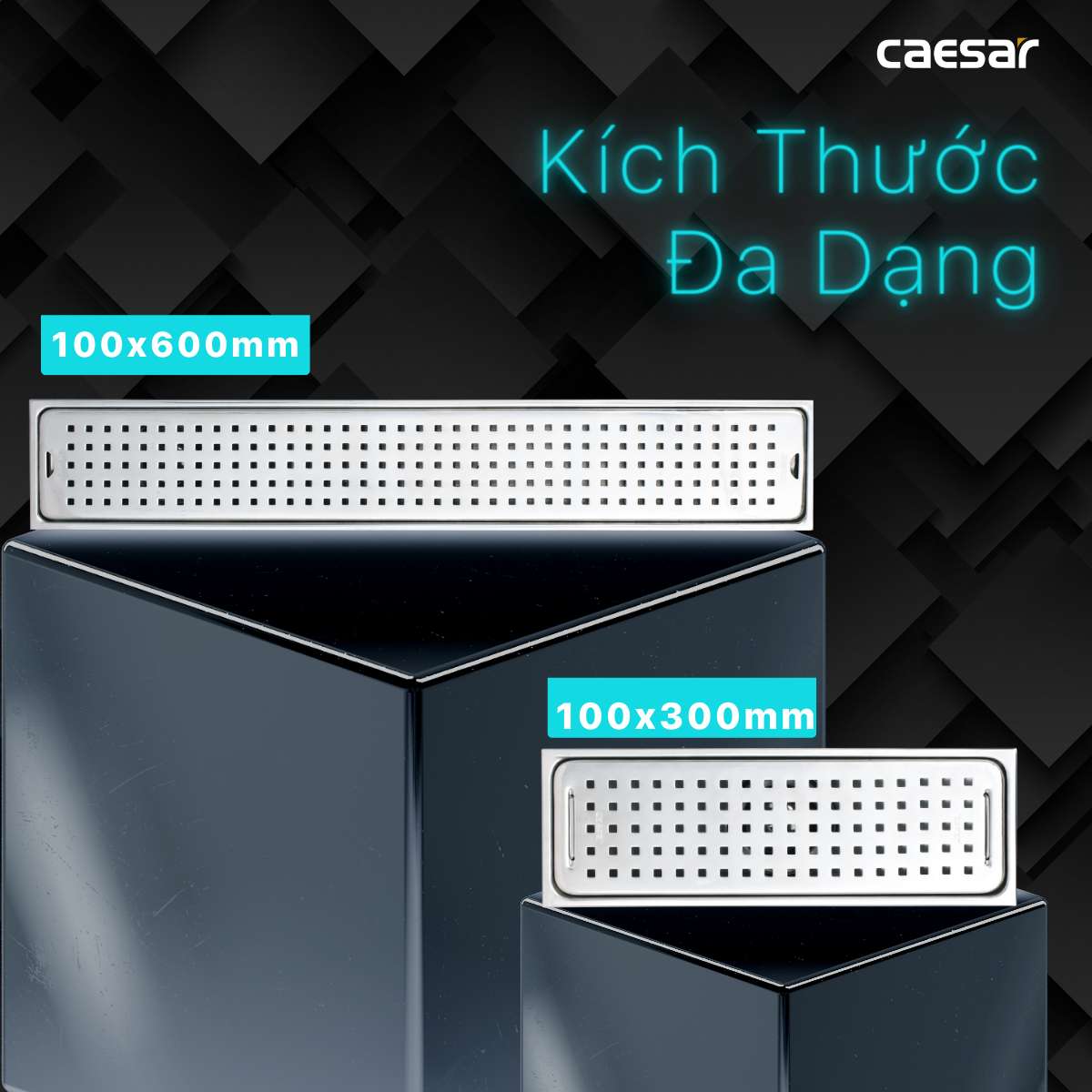 Phễu thoát sàn dài 10x30cm ø60 Caesar ST1030B