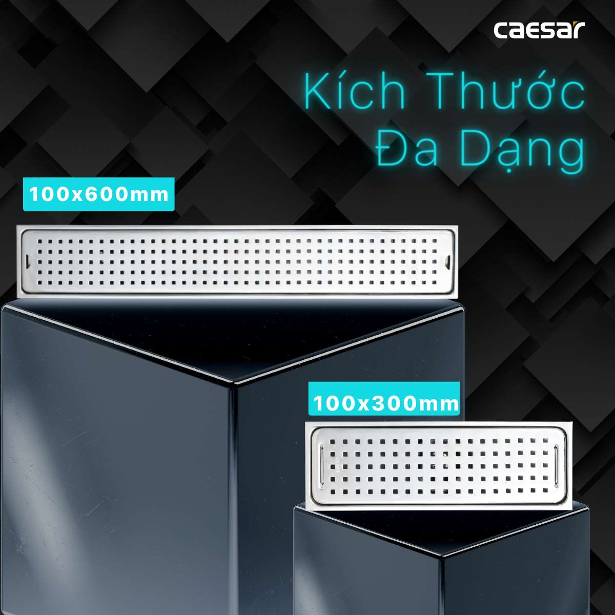 Phễu thoát sàn dài 10x60cm ø60 Caesar ST1060B