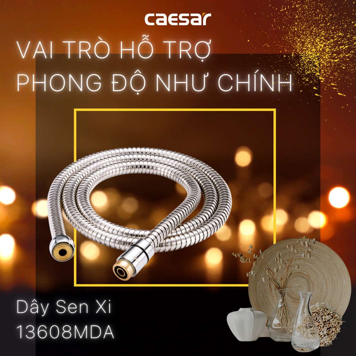 Dây sen tắm xi 1m5 Caesar 13608MDA