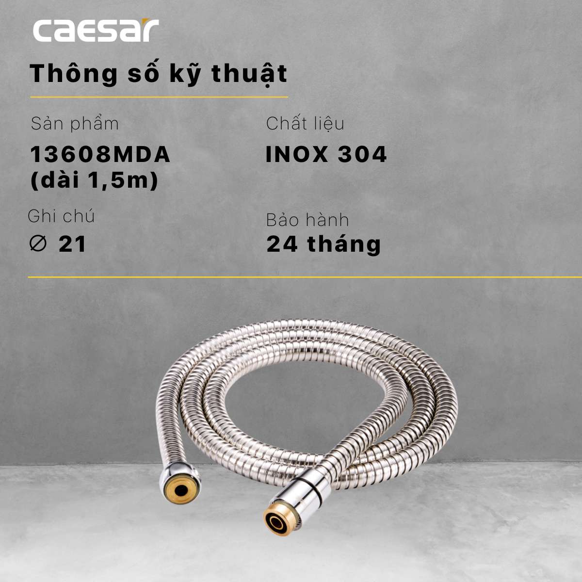 Dây sen tắm xi 1m5 Caesar 13608MDA