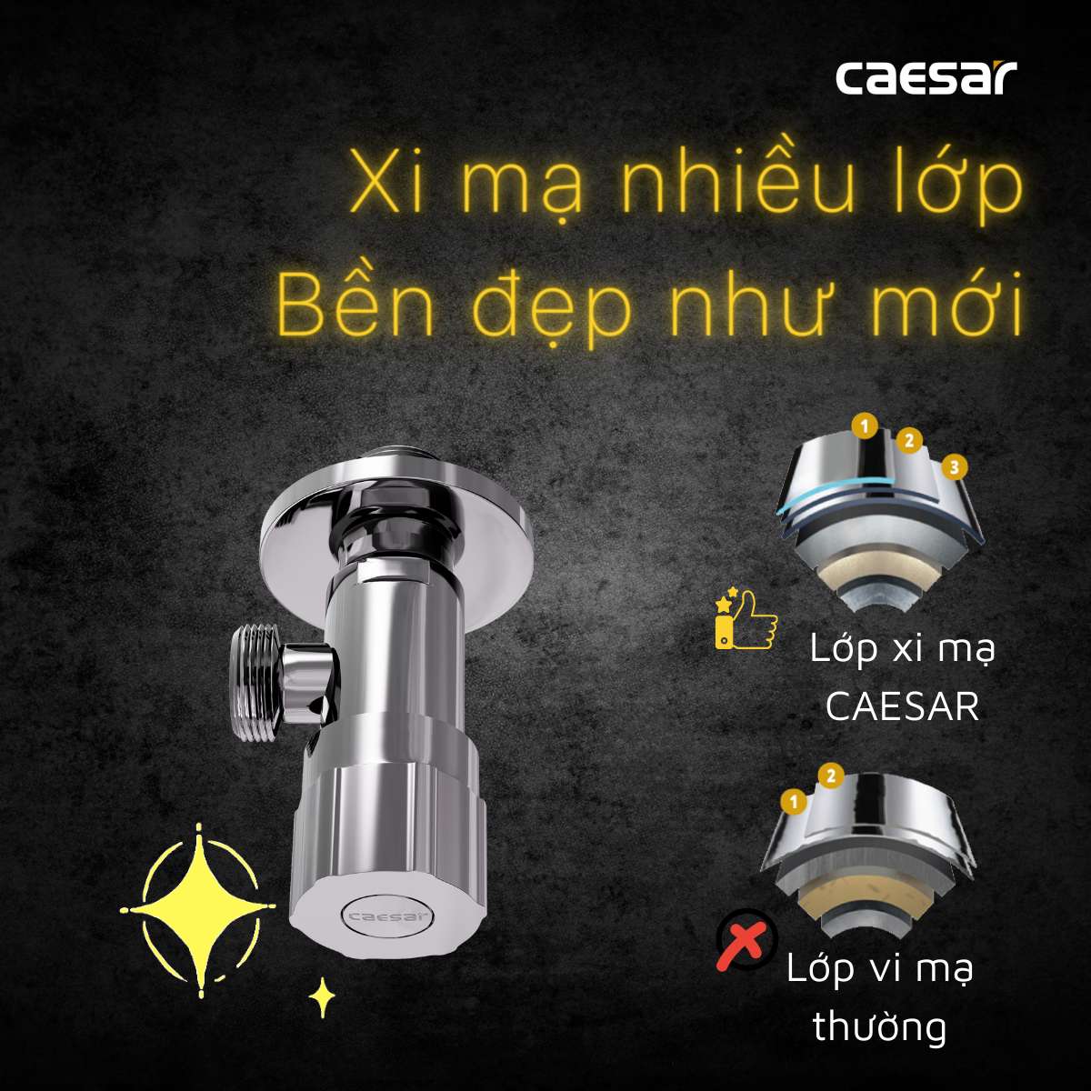 Van vặn khóa chữ F xi Caesar BF403S