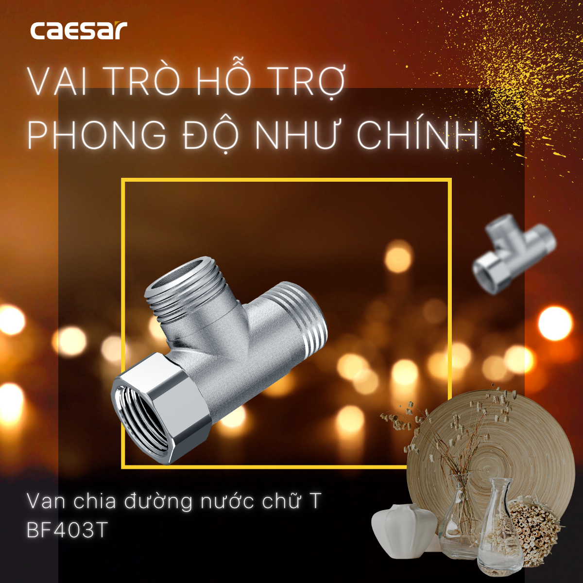 Van chia nước chữ t 2 đường nước Caesar BF403T