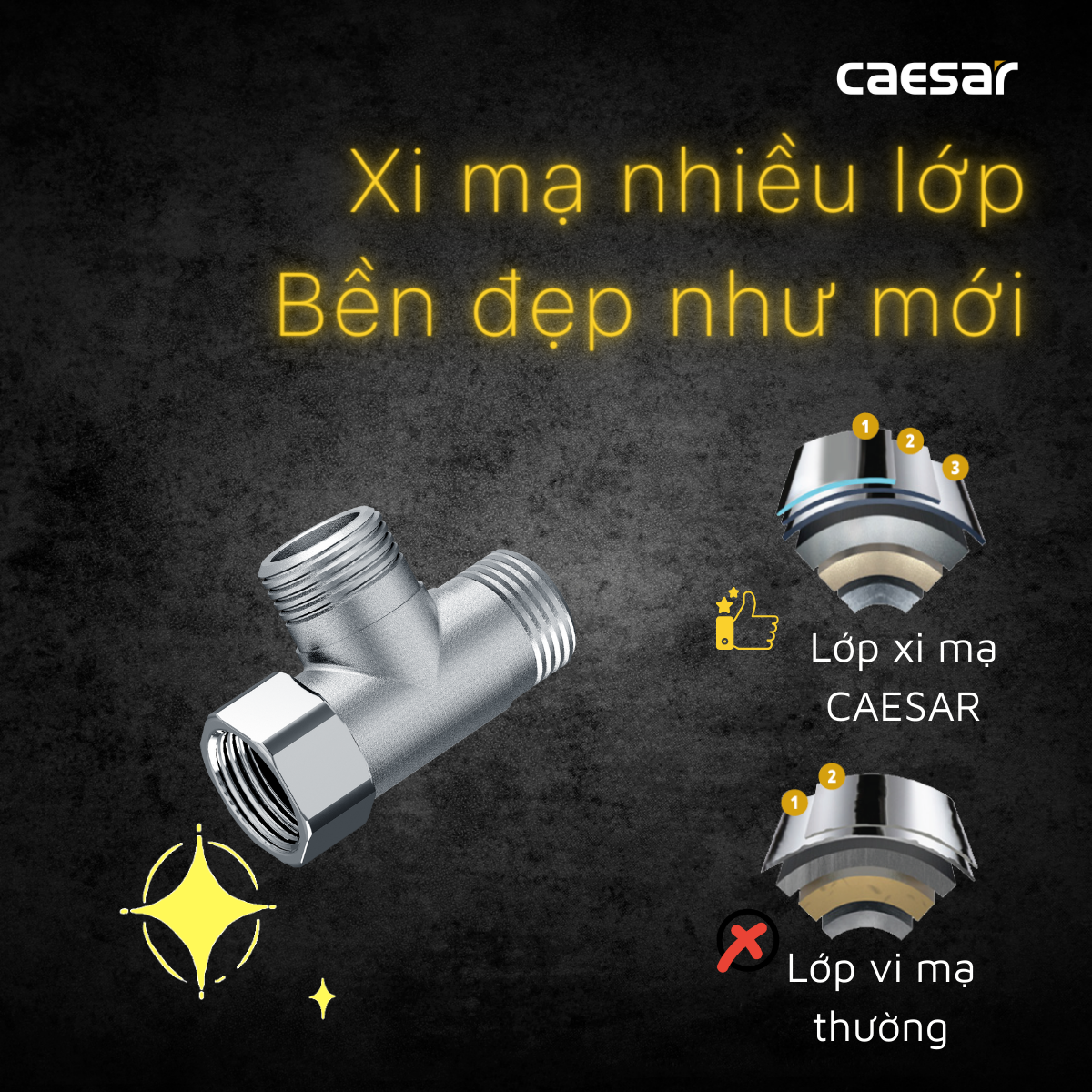 Van chia nước chữ t 2 đường nước Caesar BF403T
