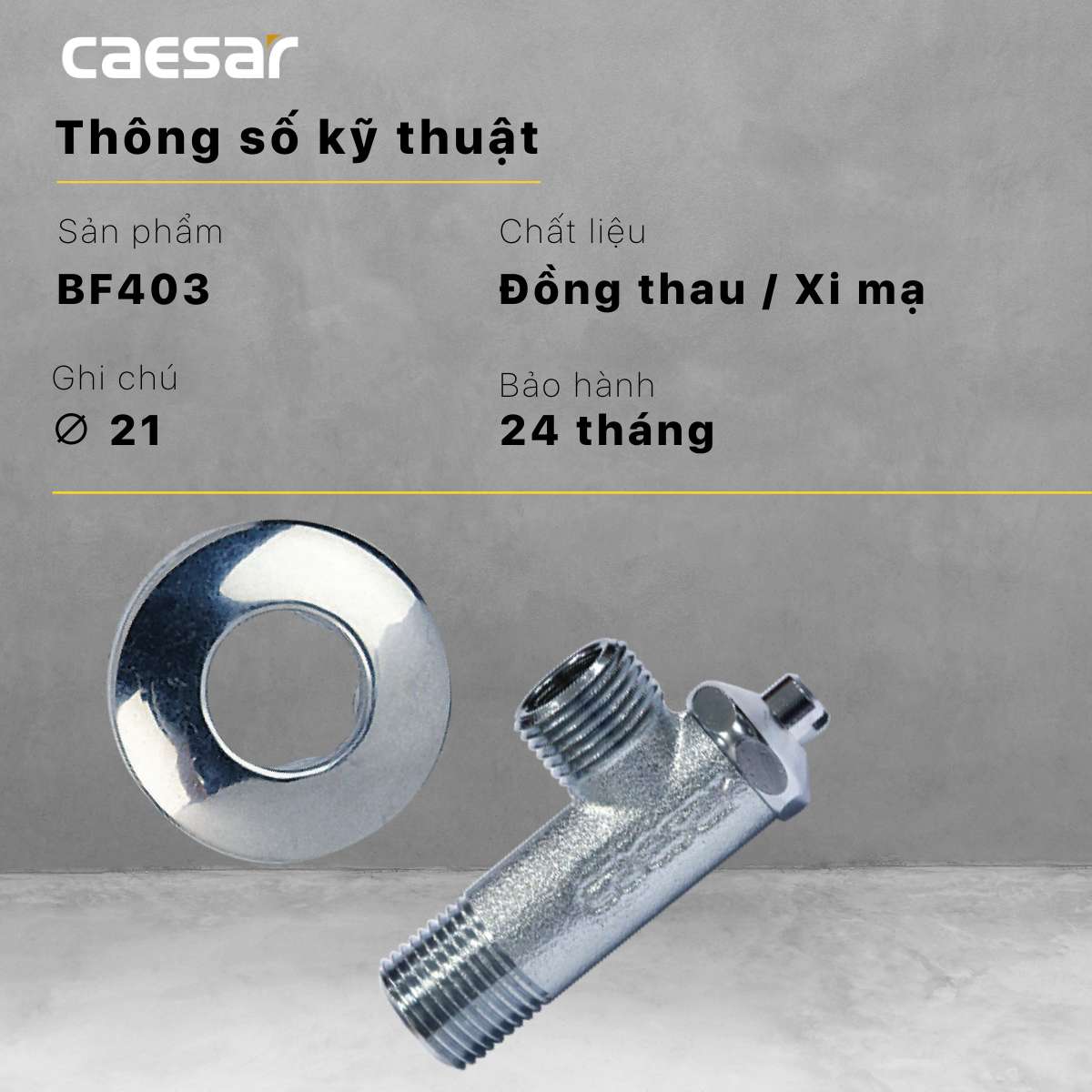 Van vặn khóa chữ F xi - φ21 Caesar BF403