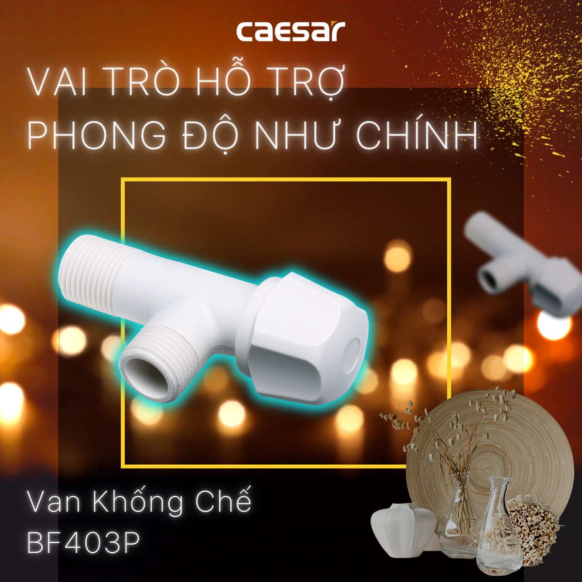 Van vặn khóa chữ F nhựa - φ21 Caesar BF403P